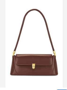 8 Other Reasons Brown Leather Shoulder Bag with Gold Hardware